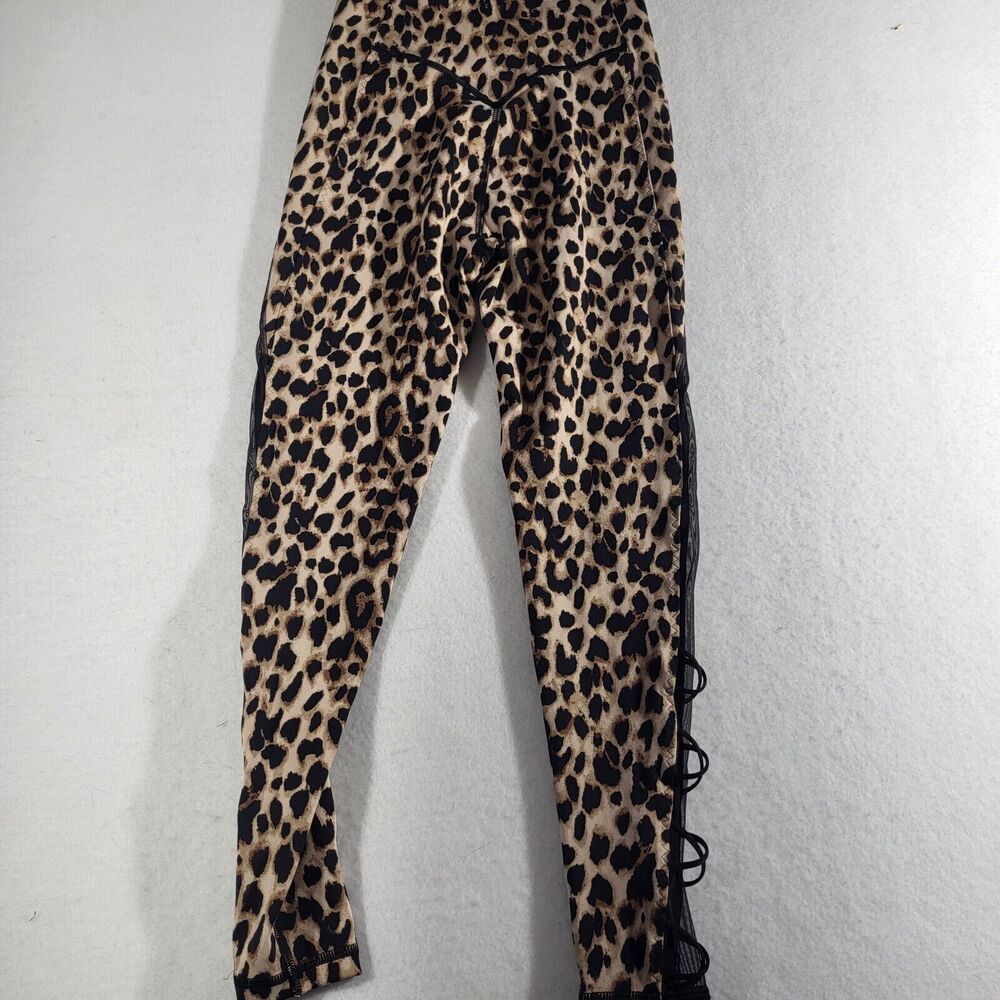 Victoria's Secret Incredible Leopard Print Leggings S Side Pockets Mesh Detail
